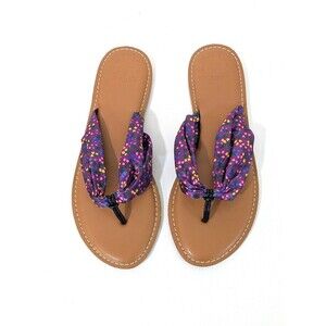 Matilda Jane Toes In The Sand Purple Satin Floral Thong Sandals - Size 9 Womens